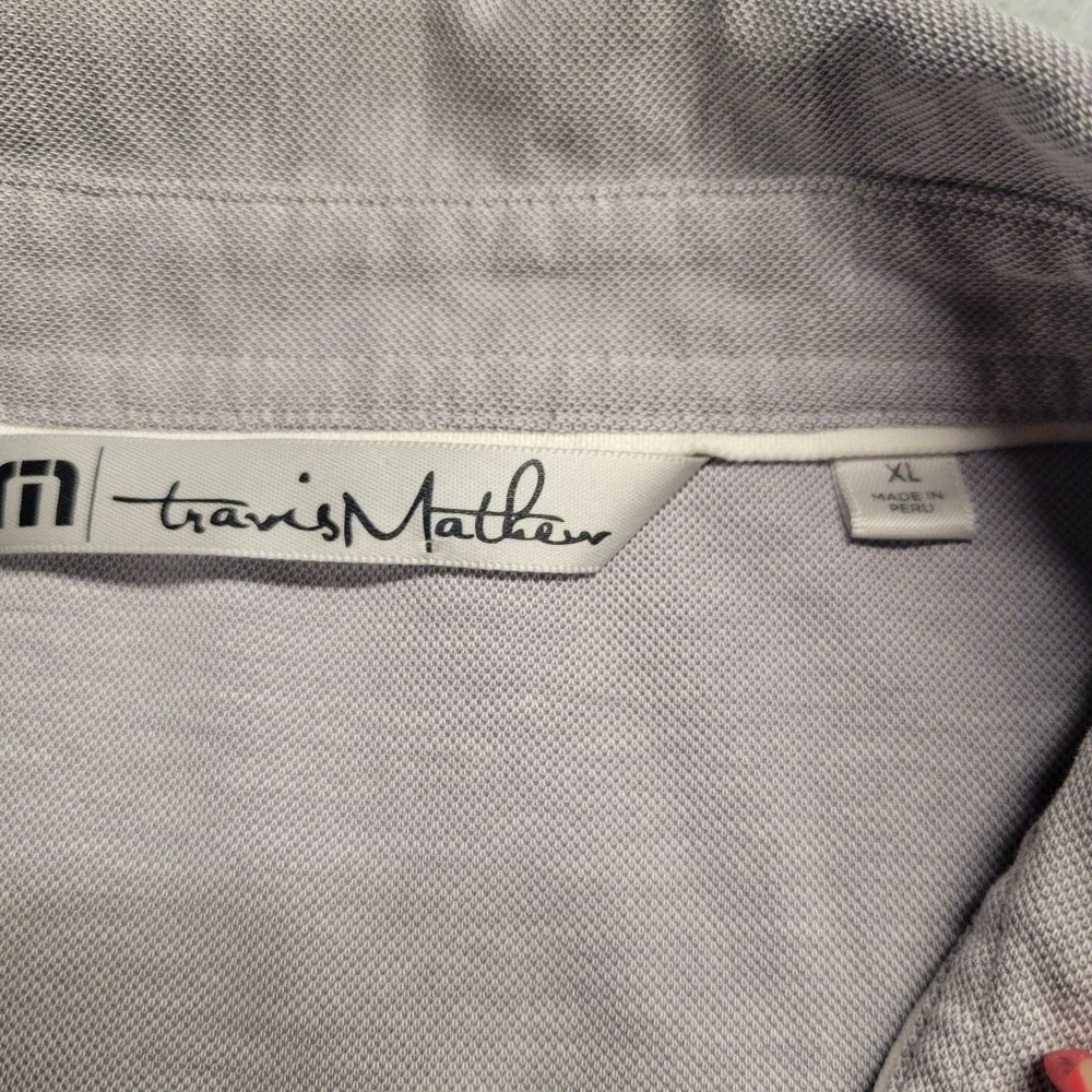 Travis Matthew Mens XL Grey Pima Cotton Blend Short Sleeve Golf Polo Shirt - Picture 3 of 10